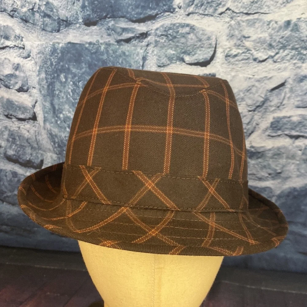 Brown Plaid Men's Trilby Hat